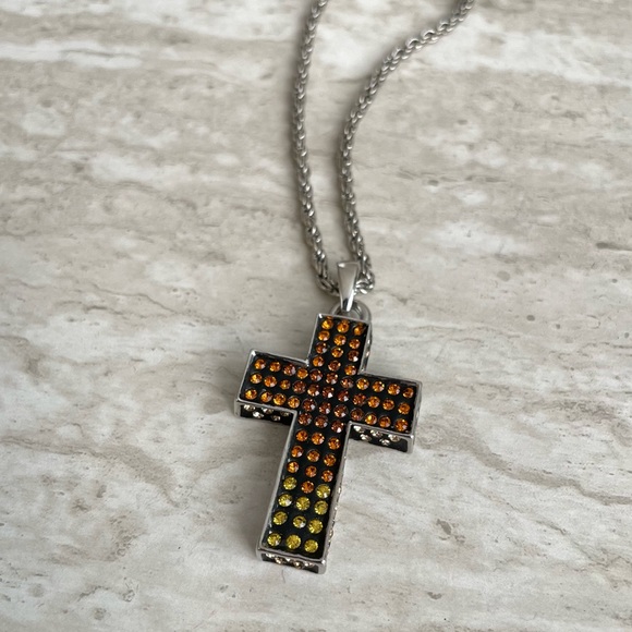 Chunky Multi Rhinestone Decorative Cross - Picture 3 of 4